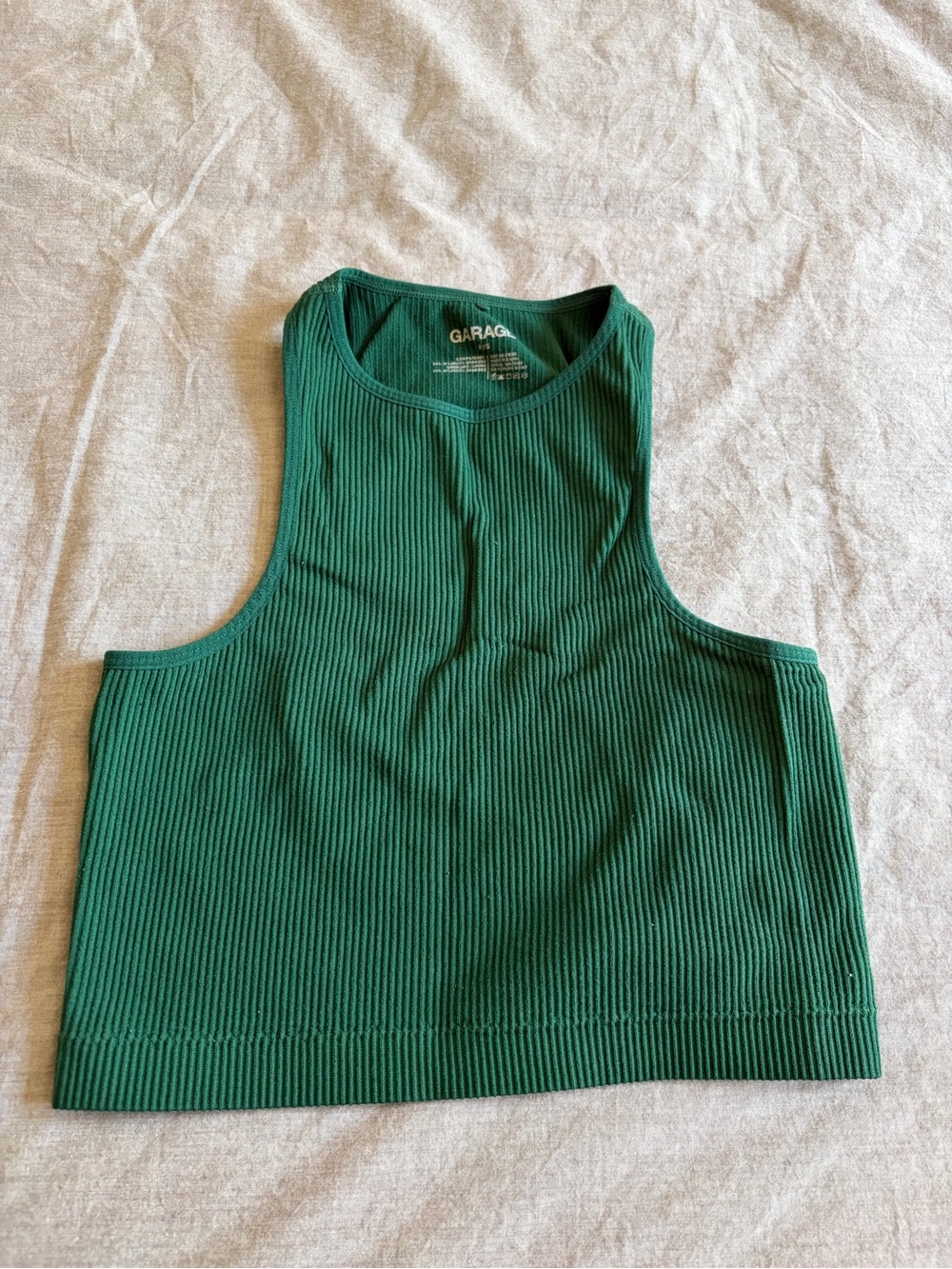 Garage Emerald Green Ribbed Cropped Tank